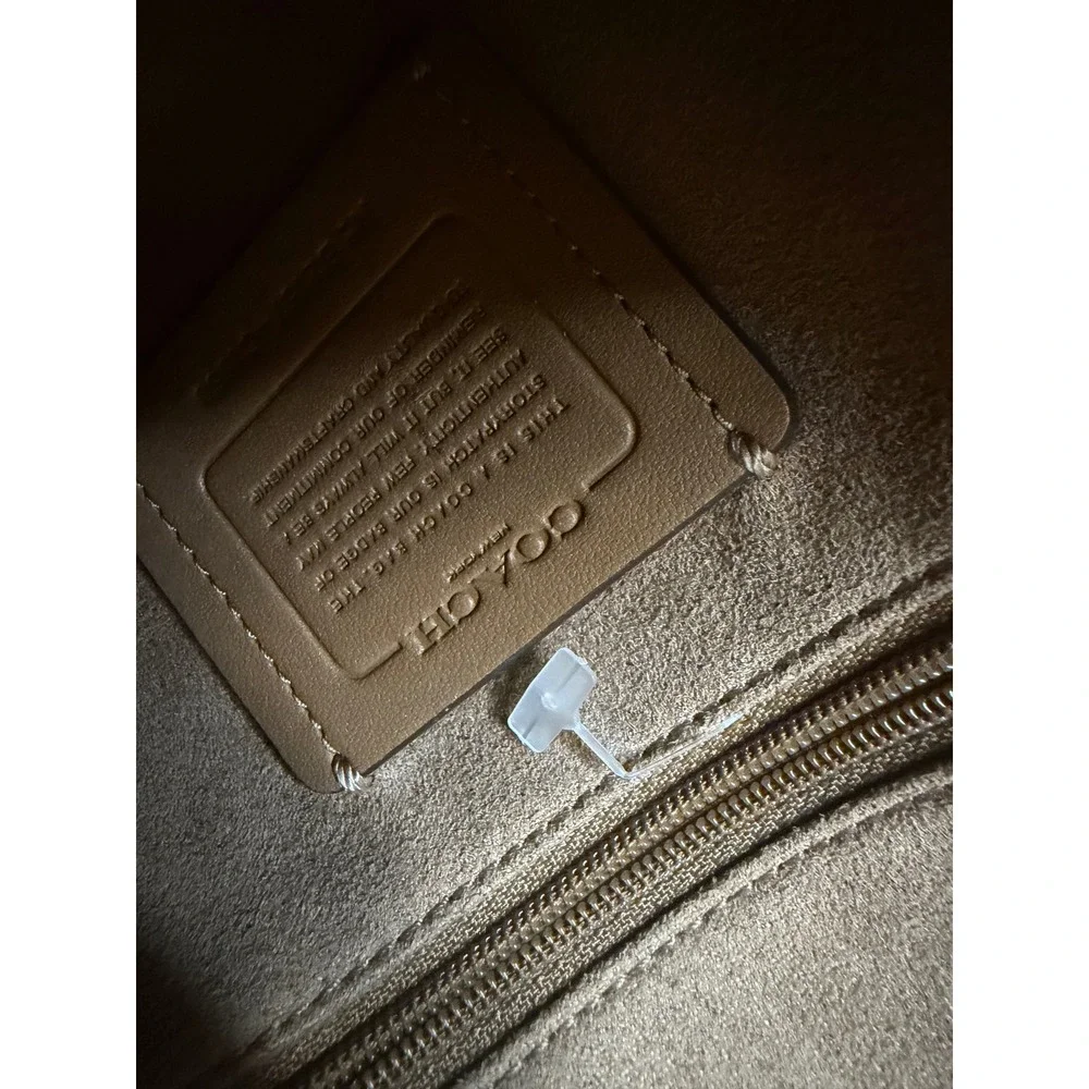 Coach Chalk White Pebbled Leather Top Handle Crossbody Bag Snakeskin Trim Gold